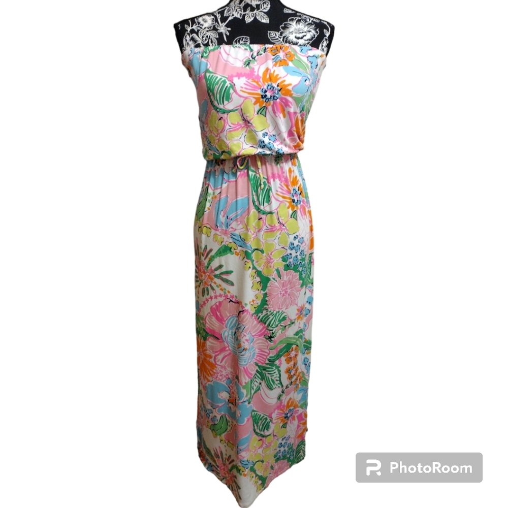 Lilly Pulitzer Strapless Nosey Posey Maxi Dress